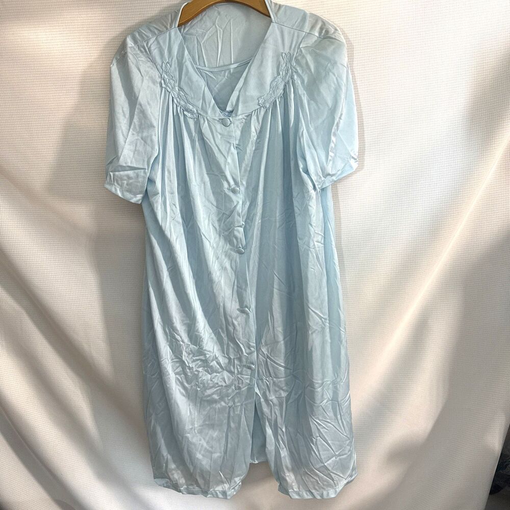 Vintage 1960s Philmaid light blue nylon Shift Gown & Short Robe - L